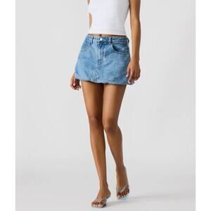 Denim Bubble Mini A-Line Skirt Low Rise Y2K Size 27 Puff Going Our Casual